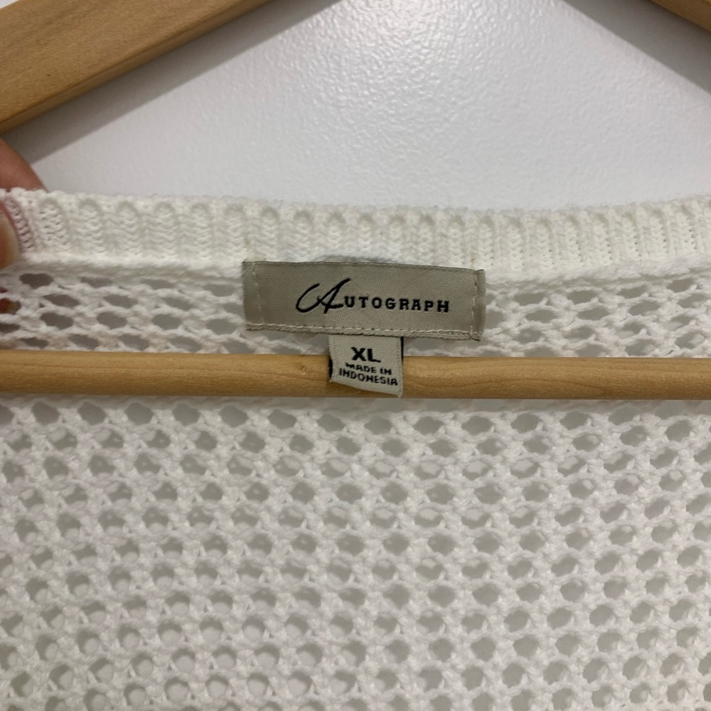 AUTOGRAPH white loose knit long sleeve sweater Sz XL - Picture 9 of 9